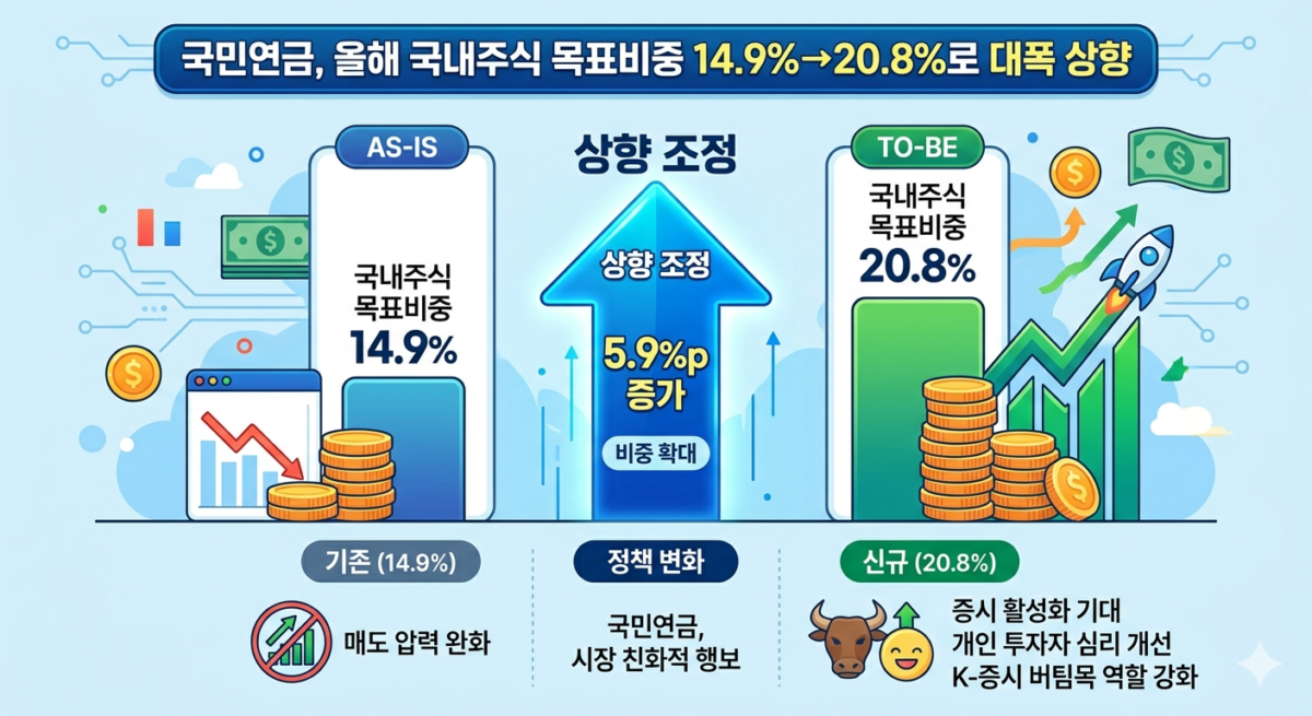 국민연금 주식 비중 상향 이미지